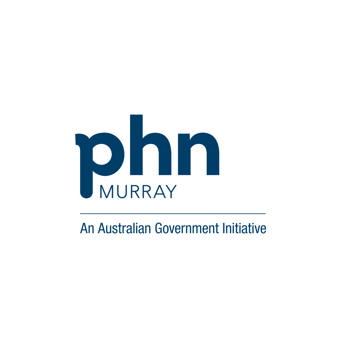 White space PHN Murray Logo, An Australian Government Initiative.